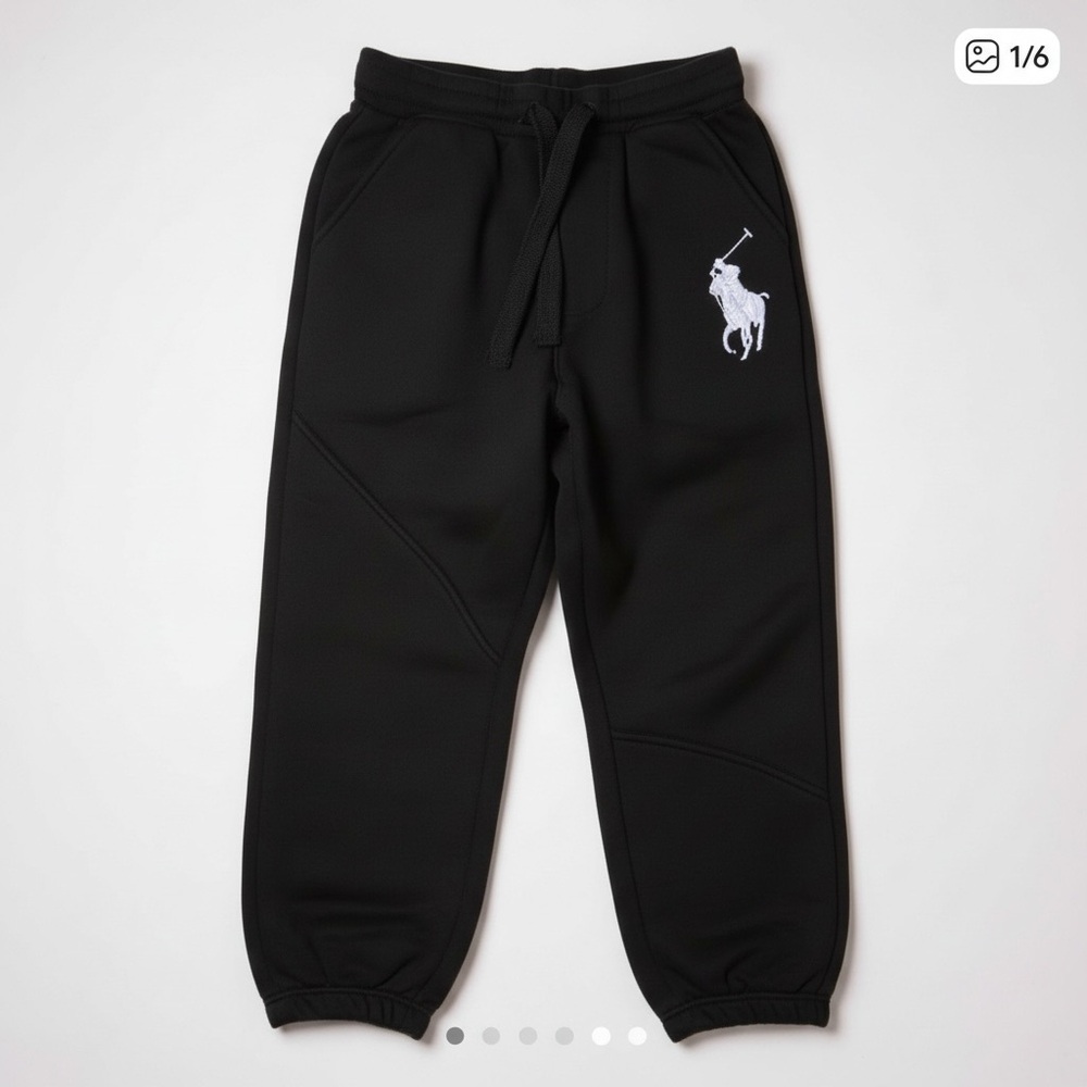 NWT Polo Ralph Lauren Boys Big Pony Black Fleece Sweatpants Classic‎ Preppy Warm